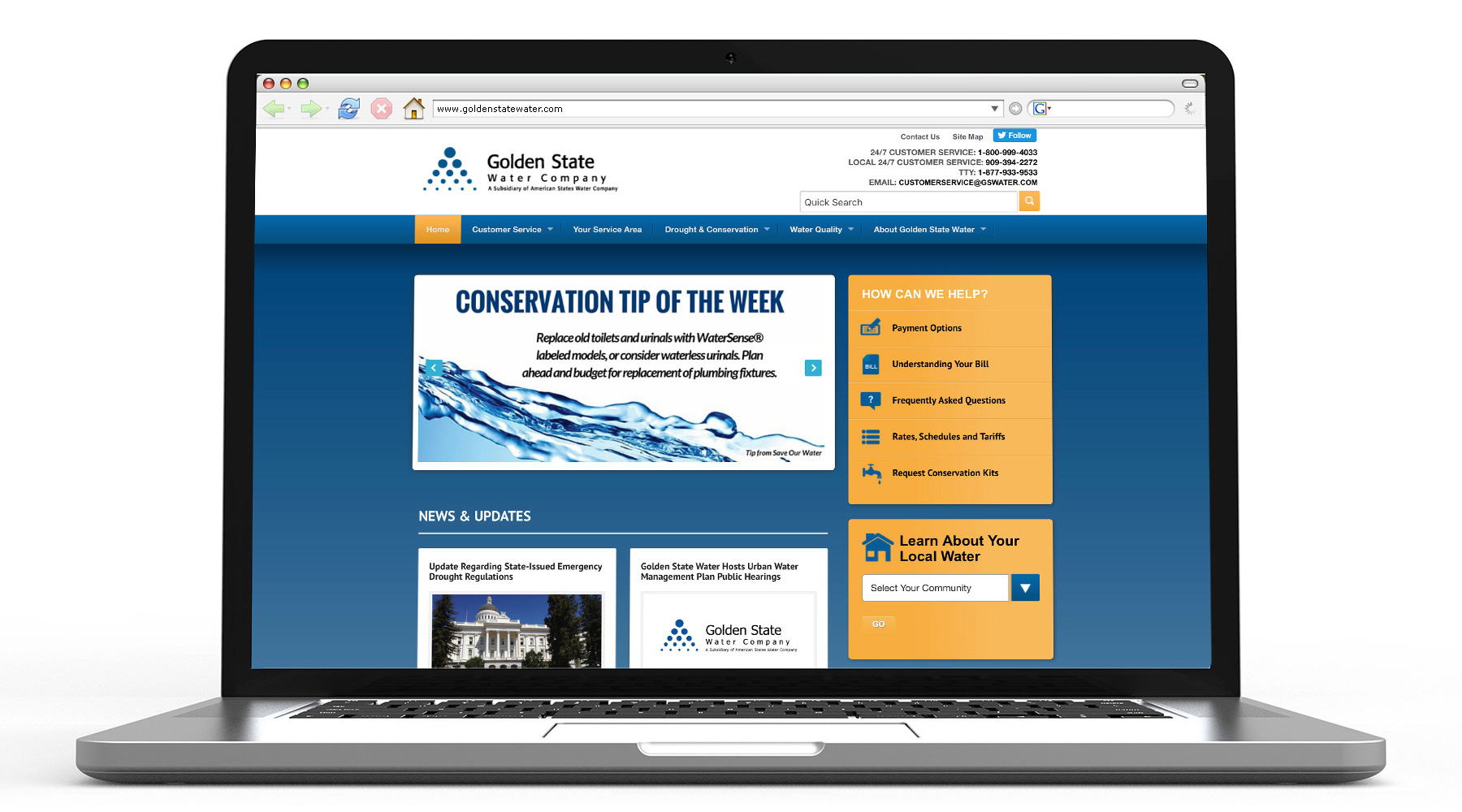 Golden State Water Web Site Design - pondSoup