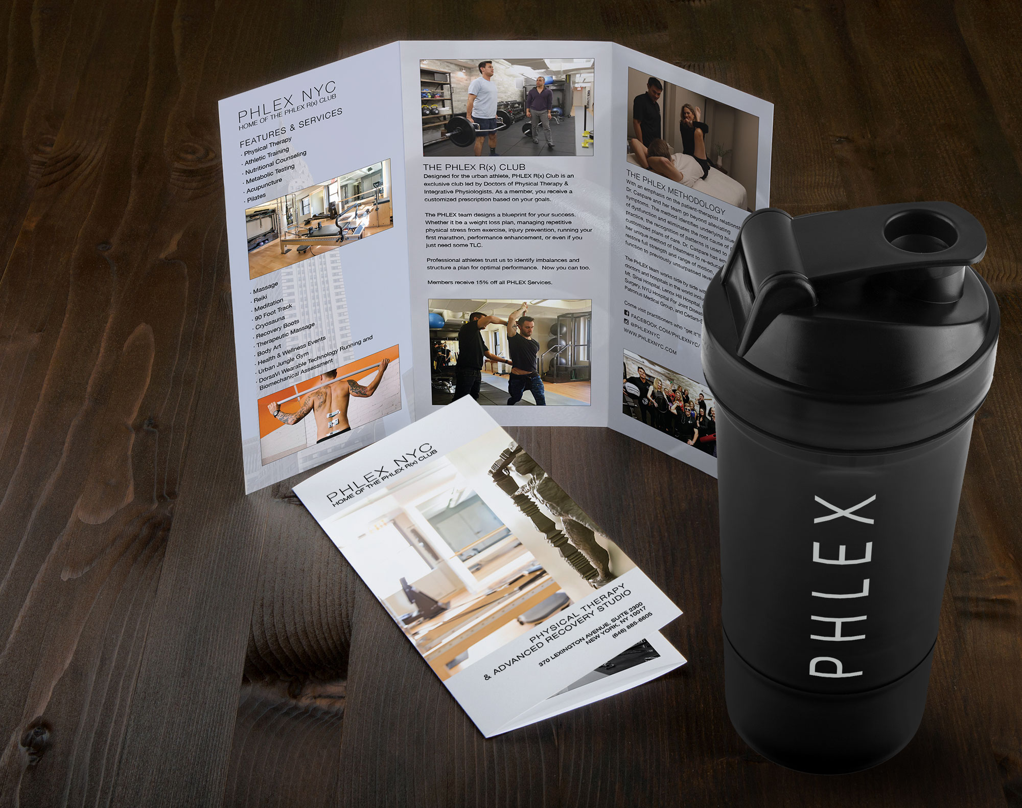 physical therapy marketing brochures for PHLEX by pondSoup