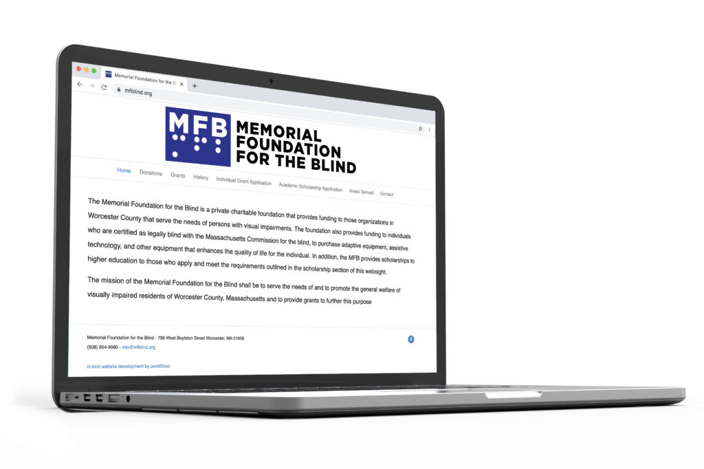 ADA compliant website design and development services for Memorial Foundation for the Blind