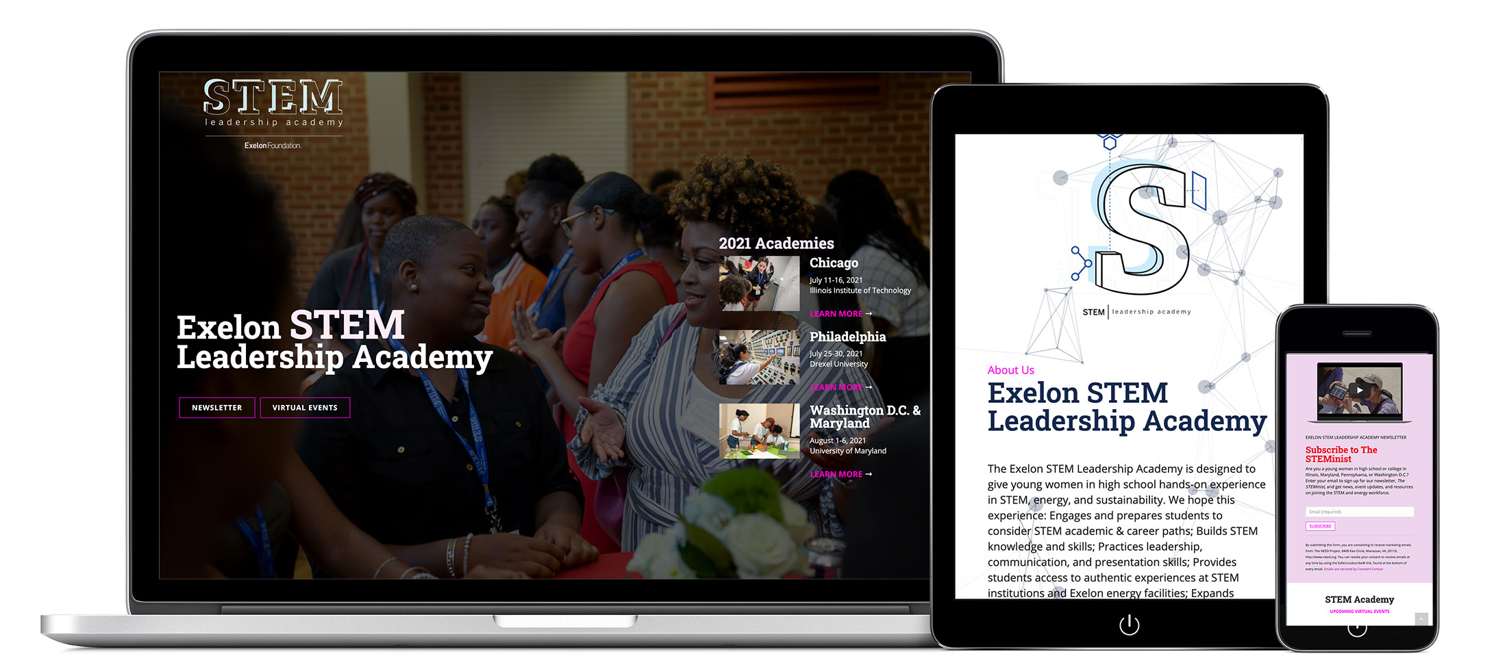 Web design for the Exelon STEM Academy by pS